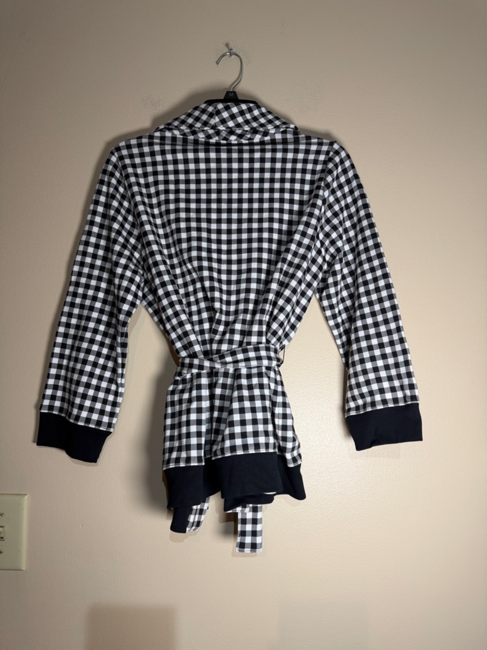 Draper James Black & White Gingham Robe Jacket - Picture 4 of 5